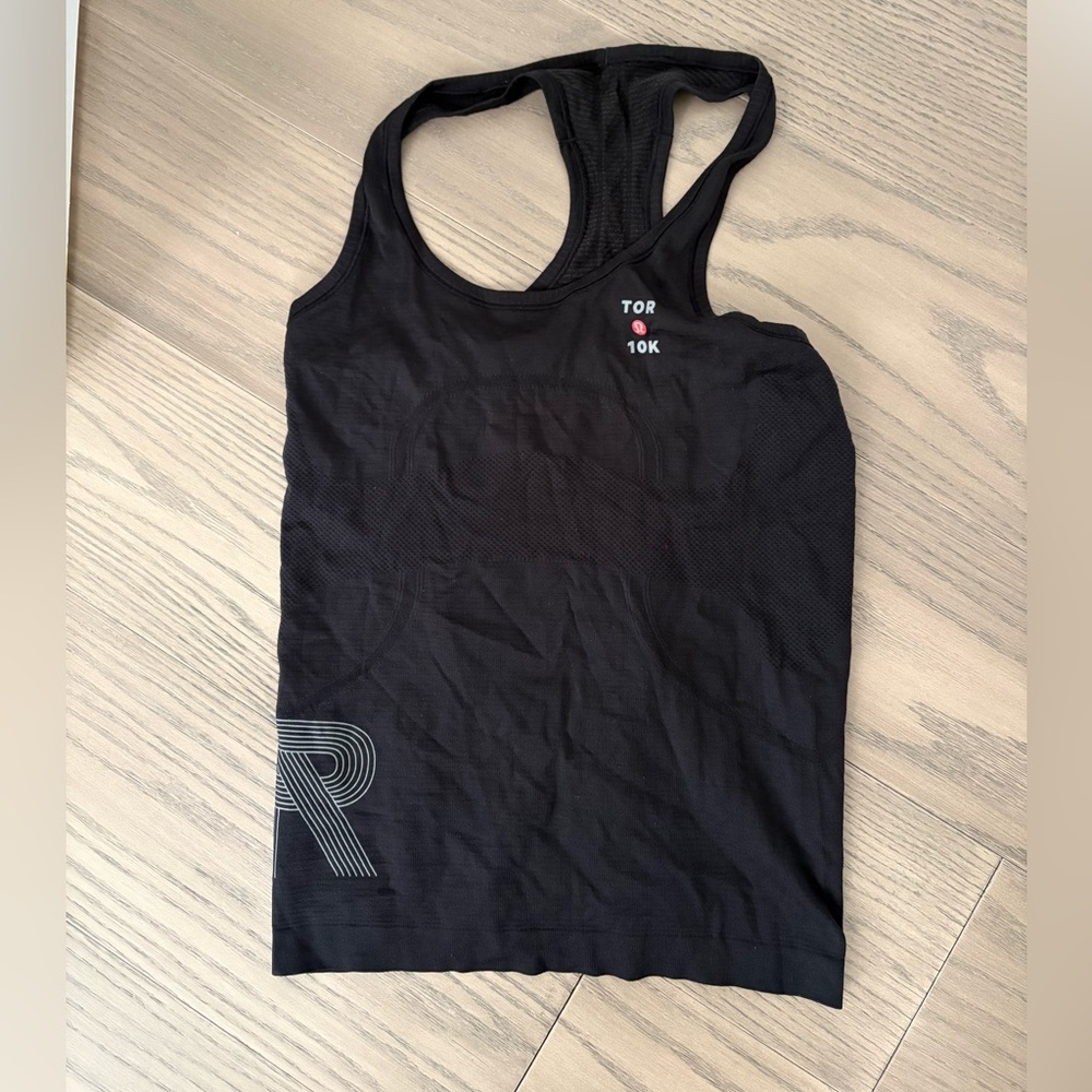 lululemon athletica Black Tank Top with Small Pink Accent